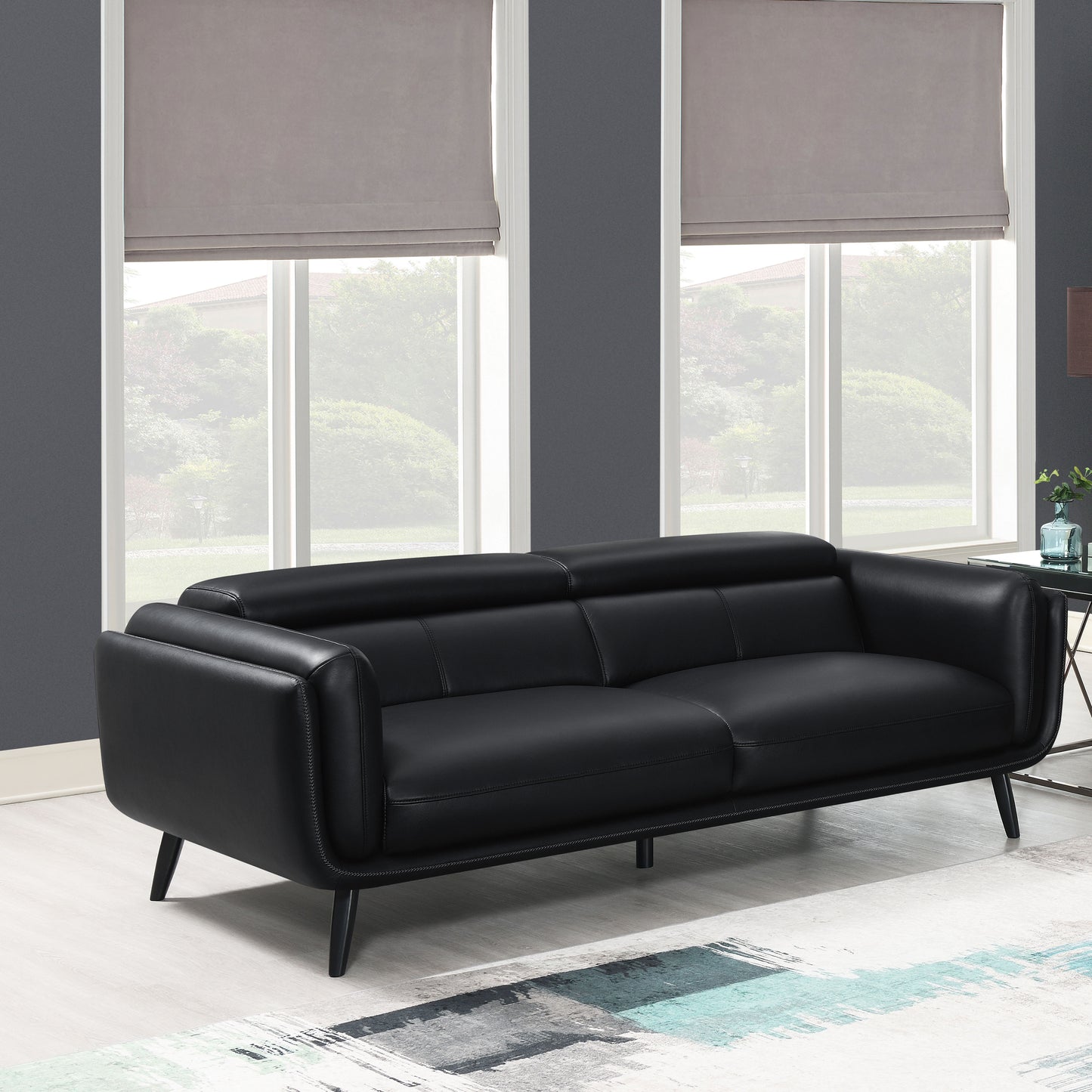 Shania Upholstered Low Back Sofa Black