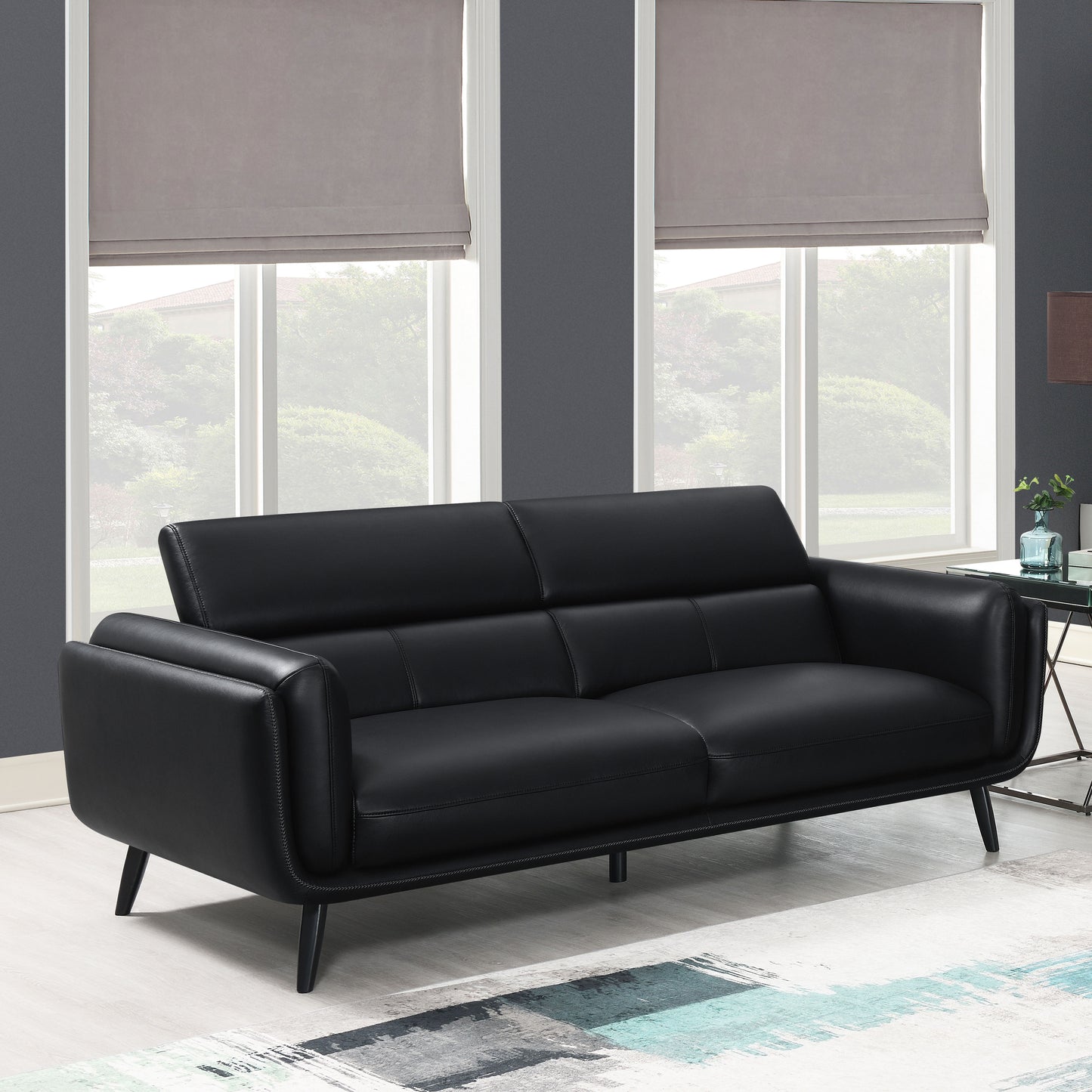 Shania Upholstered Low Back Sofa Black