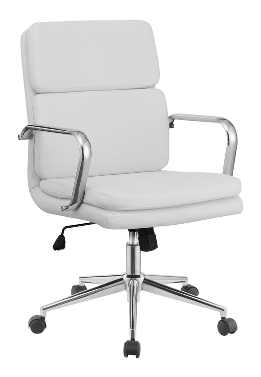 Ximena Upholstered Adjustable Mid Back Office Chair White