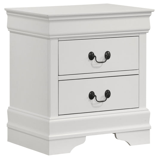 Louis Philippe 2-drawer Nightstand Bedside Table White