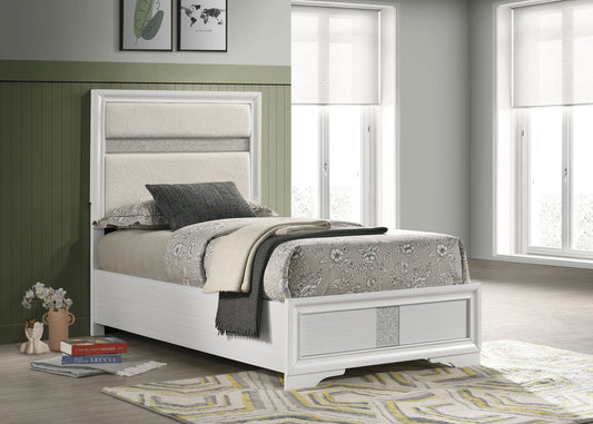 Miranda 55-inch Upholstered Twin Panel Bed White
