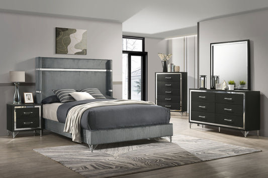 Lucia 5-piece Queen Bedroom Set Grey Black