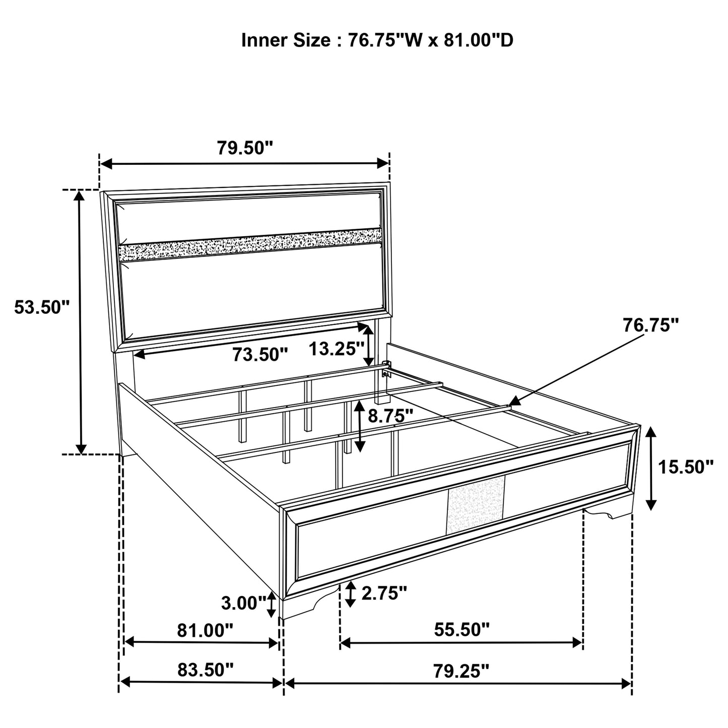 Miranda 54-inch Upholstered Eastern King Panel Bed White