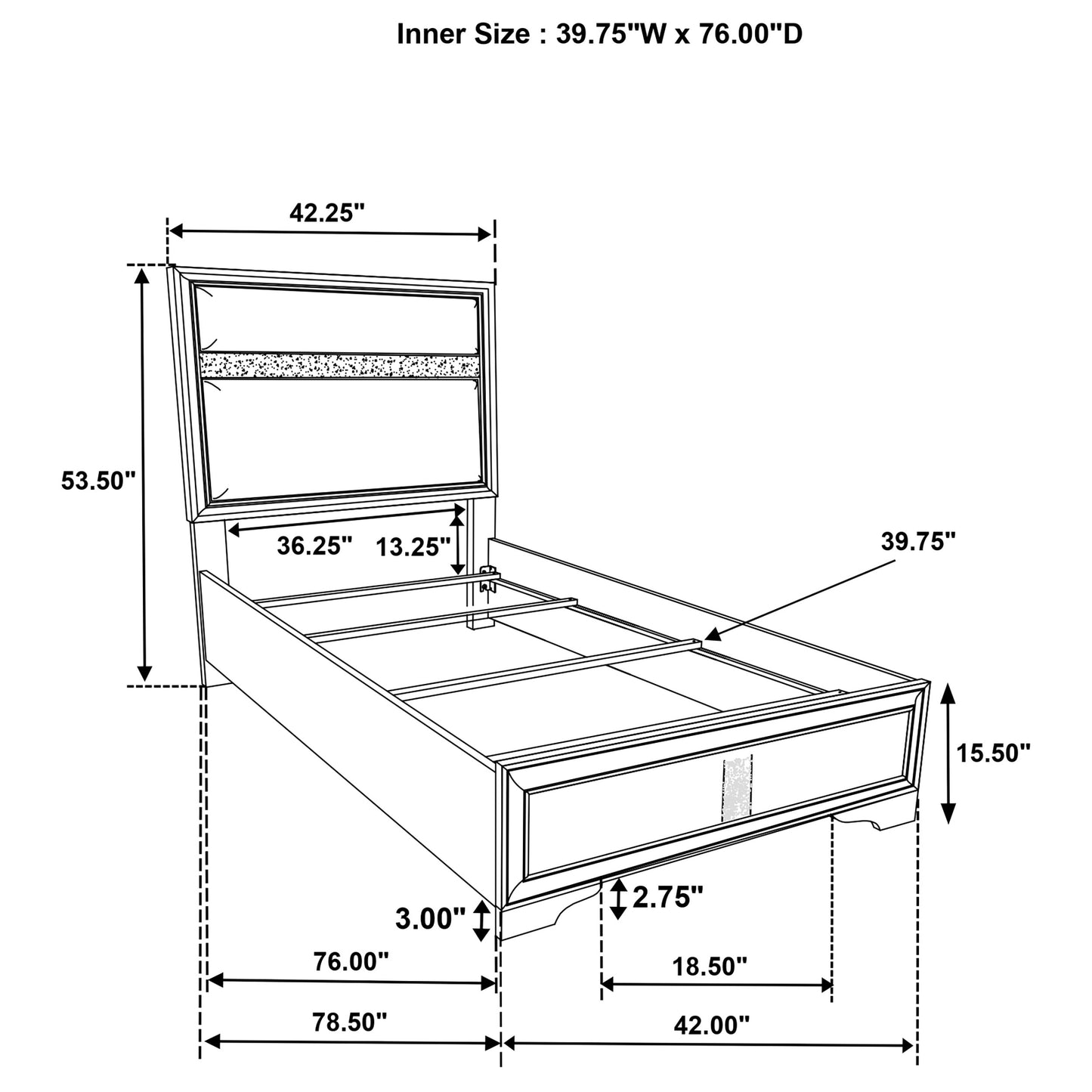 Miranda 54-inch Upholstered Twin Panel Bed White