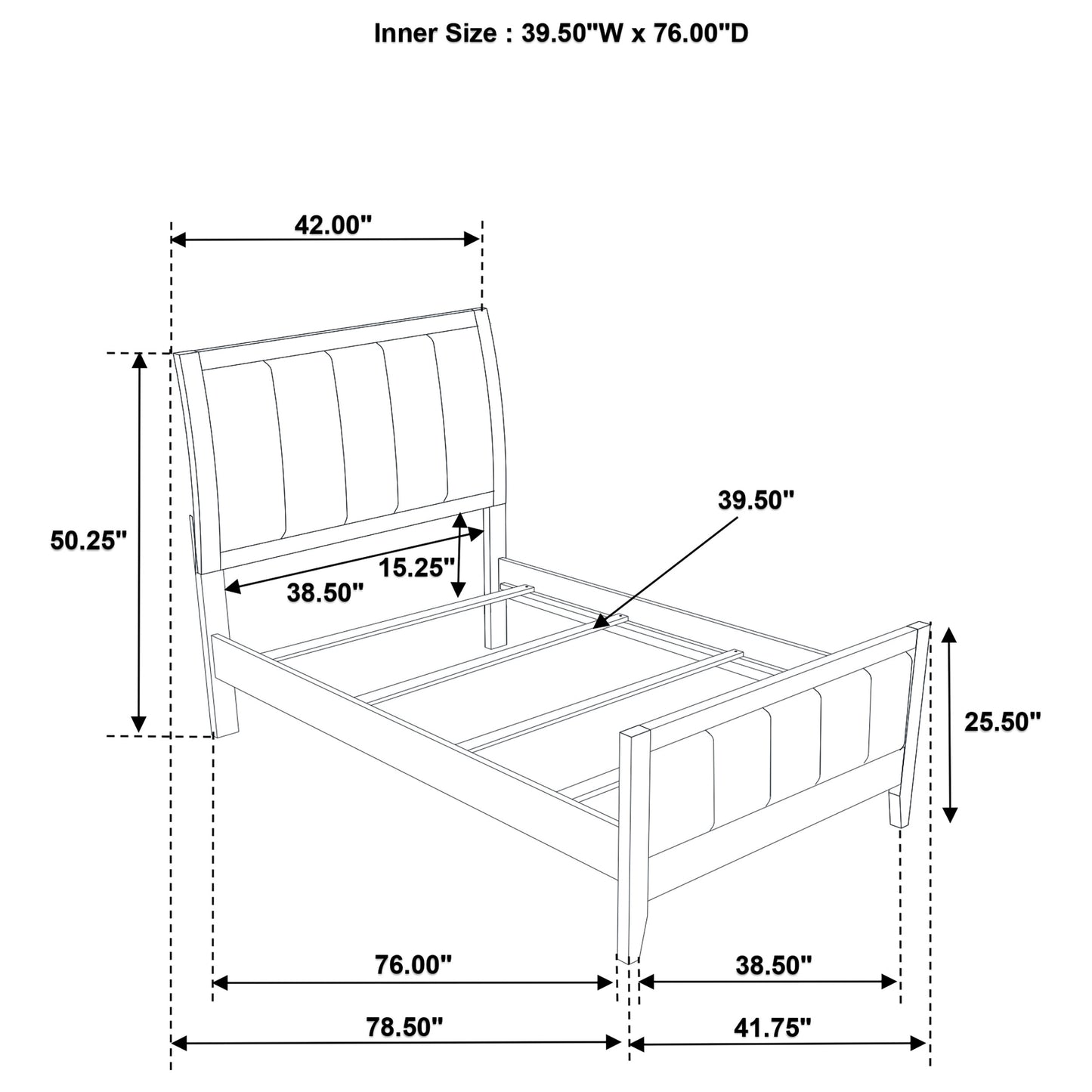 Wilkes 51-inch Upholstered Twin Bed Dark Cocoa