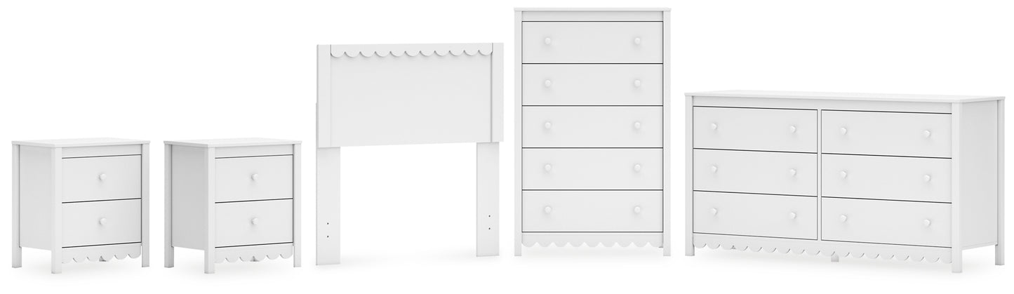 Ashley Express - Hallityn Twin Panel Headboard with Dresser, Chest and 2 Nightstands