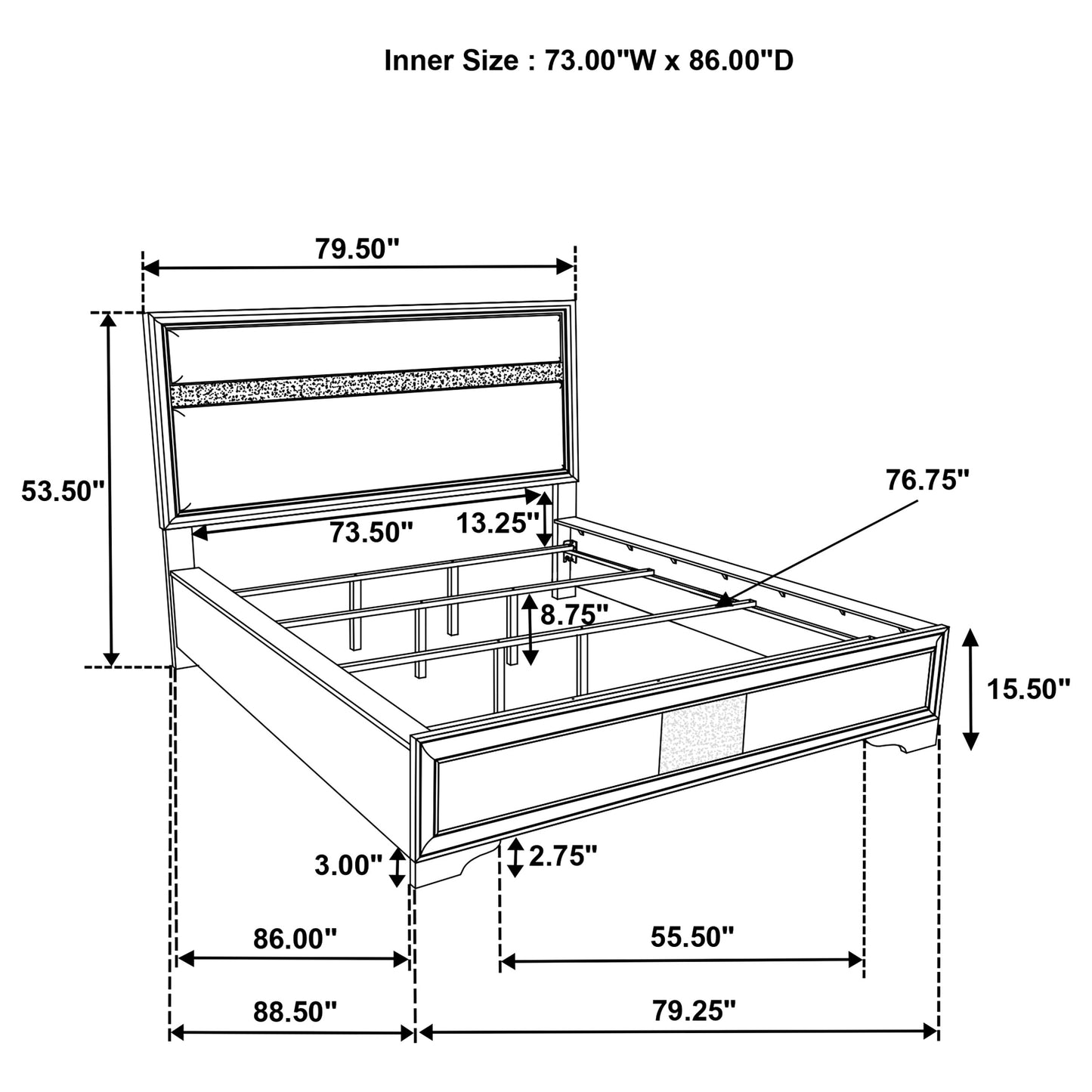 Miranda 54-inch Upholstered California King Panel Bed White