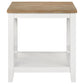 Hollis Square Wood End Table With Shelf Brown and White