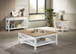 Hollis Square Wood Coffee Table With Shelf Brown and White