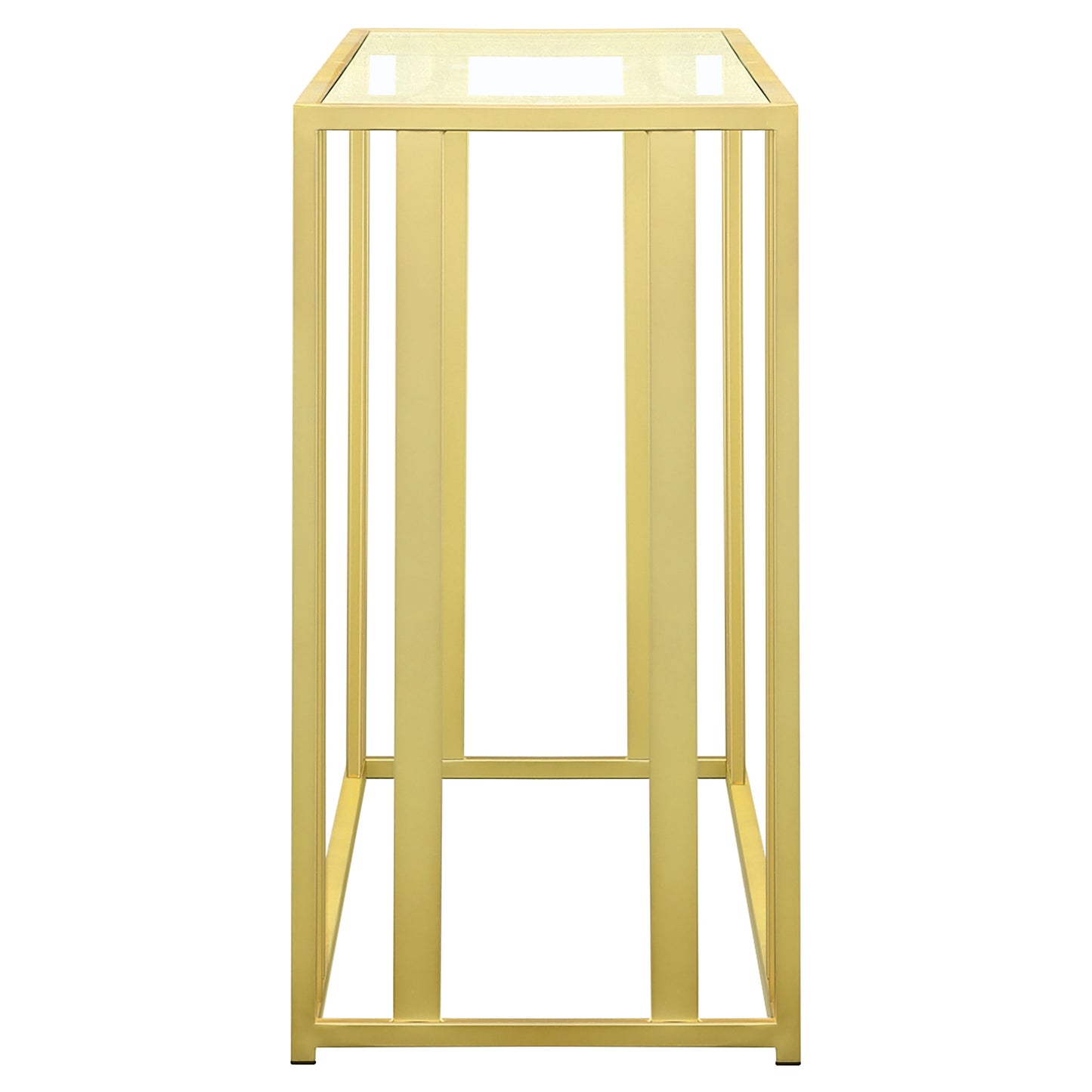 Adri Glass Top Entryway Sofa Console Table Matte Brass