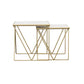 Bette 2-piece Marble Top Nesting Table Set White and Gold