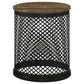 Aurora Round Drum Base Accent Side Table Natural and Black