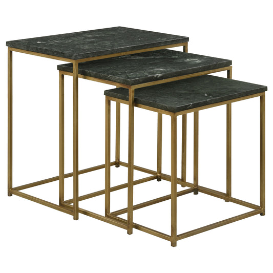 Medora 3-piece Marble Top Nesting Table Set Green